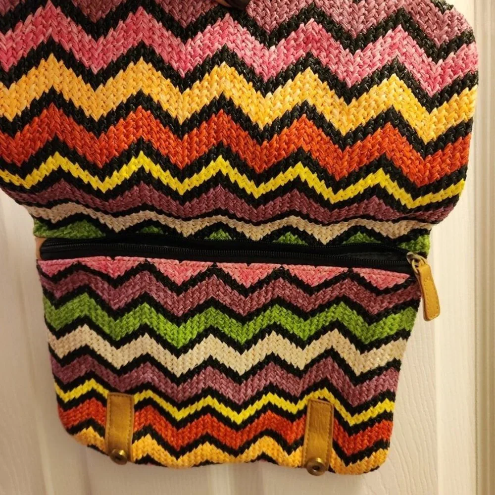 Olivia + Joy New York Knit Chevron Multicolor Purse Crossbody Shoulder Bag - Picture 4 of 6